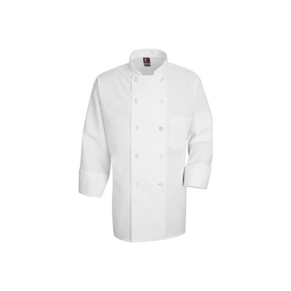 Vf Imagewear Chef Designs Men's 10 Button-Front Chef Coat, Pearl Buttons, White, Polyester, 2XL 0423WHRGXXL - main